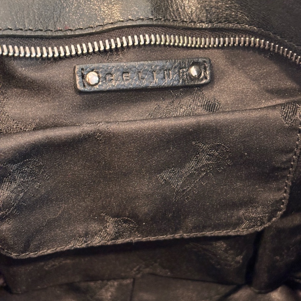 CELINE Vintage ‘Bittersweet’ Gunmetal Black Lambskin Leather Hobo Bag - Picture 14 of 16